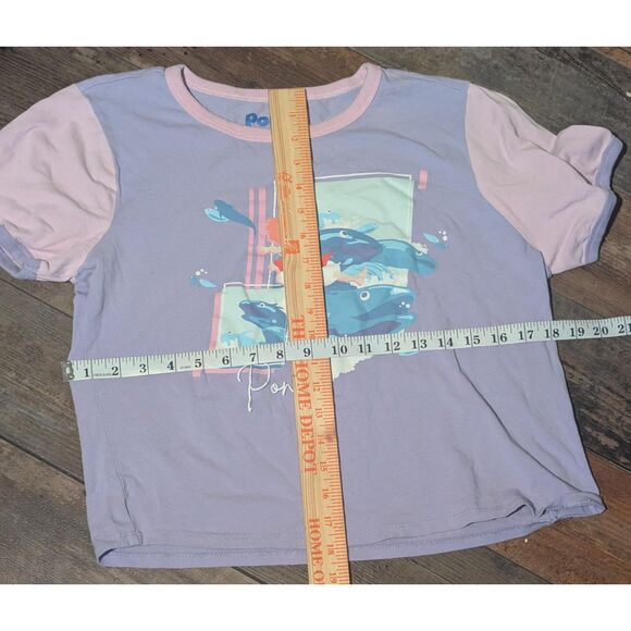 Ponyo XL Women's Lavender Pink Color Block Graphic T-Shirt - Picture 3 of 4